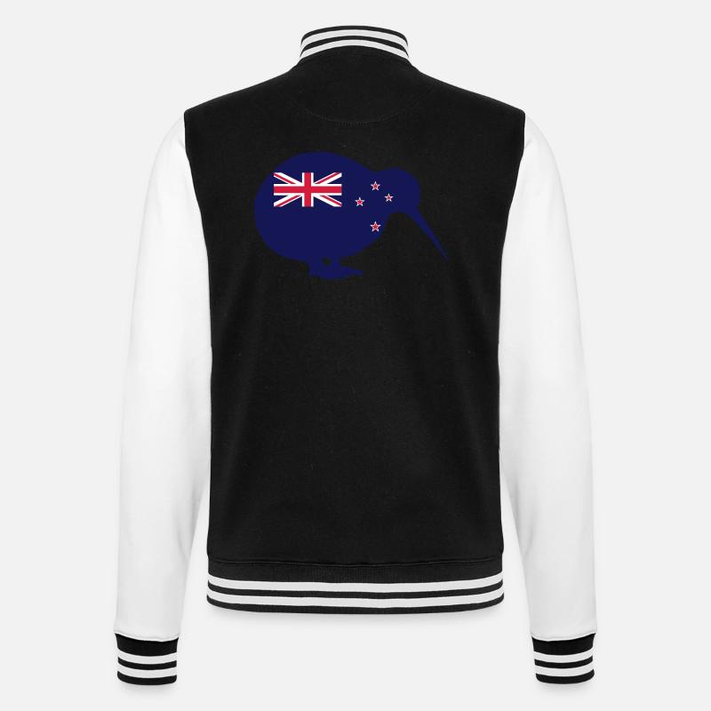 Neuseeland-Flagge in Kiwi-Form - College-Sweatjacke - Schwarz/Weiß