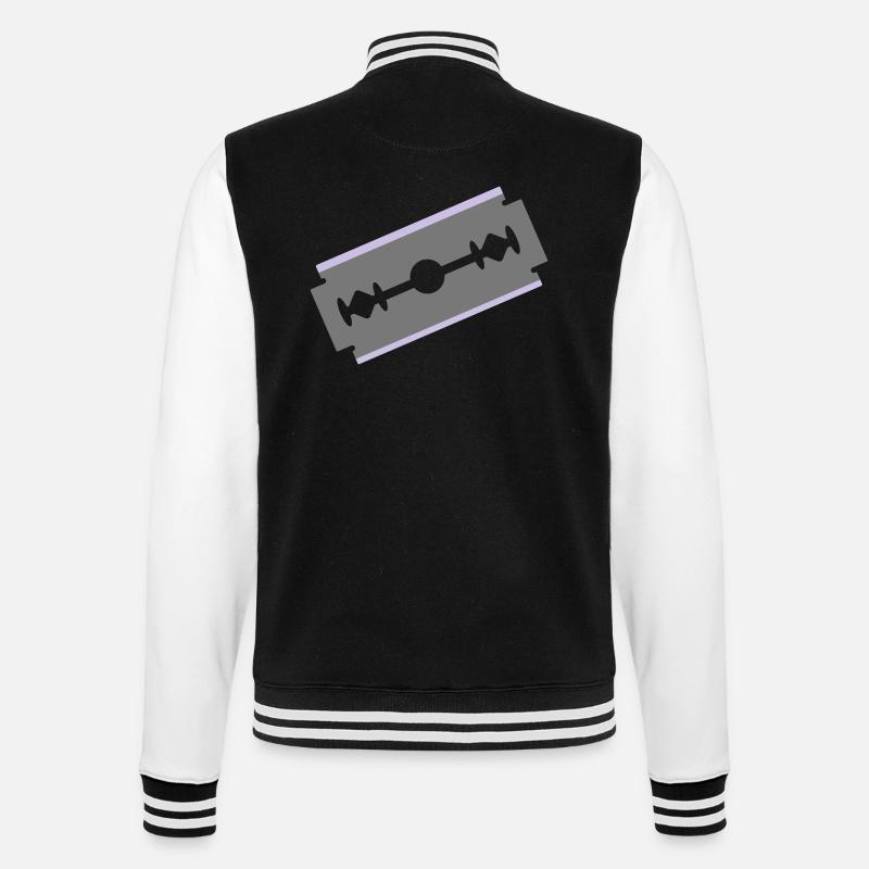 Rasierklinge Schneiden Schnitt abschneiden 2c - College-Sweatjacke - Schwarz/Weiß
