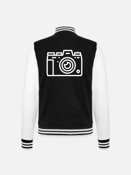 Kamera Foto Bild Digitalkamera Geschenk weiss - College-Sweatjacke - Schwarz/Weiß