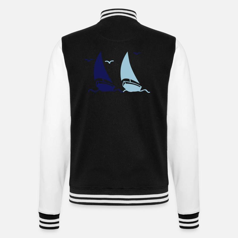 segelboote 02 - College-Sweatjacke - Schwarz/Weiß