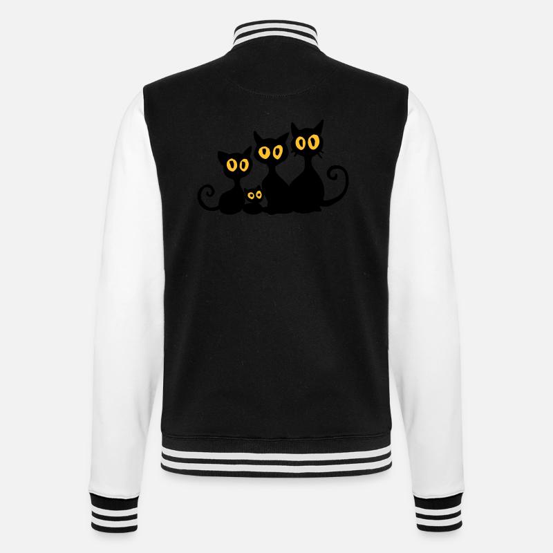 Schwarze Katzen - College-Sweatjacke - Schwarz/Weiß