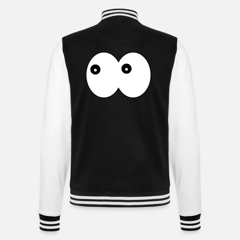 Funny Eye- Comic Cuddly Eyes Looking Left - College Sweat Jacket - black/white
