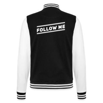 follow me-folge mir-Spaß-funny-lustiges - College-Sweatjacke - Schwarz/Weiß - Hinten - Marisol (170cm)