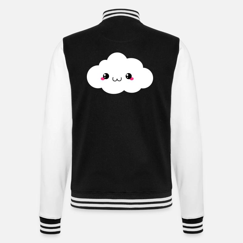Happy Kawaii Cloud - College Sweat Jacket - black/white