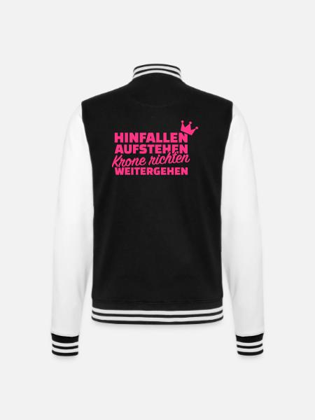 Krone richten weitergehen - College-Sweatjacke - Schwarz/Weiß