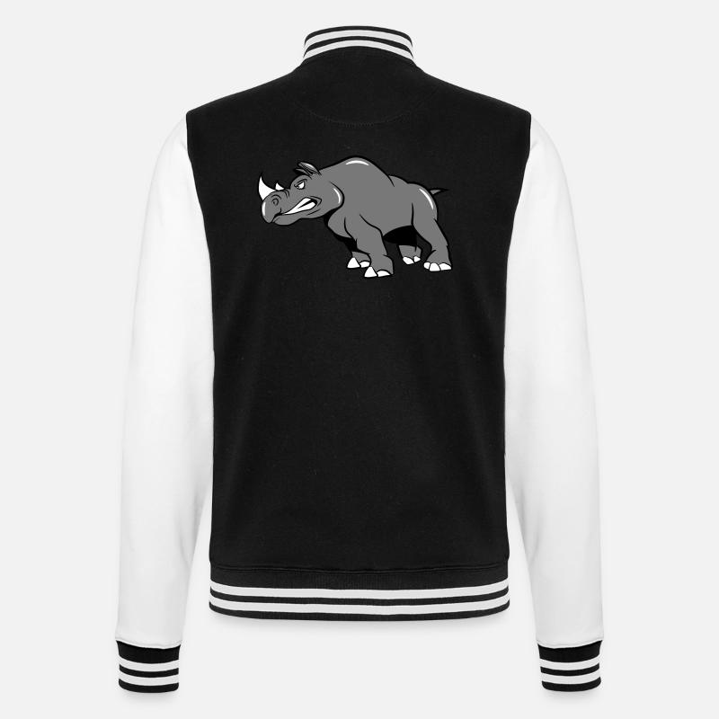 Rhino aggressively attacking - College Sweat Jacket - black/white