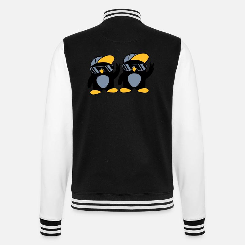 2 Freunde coole Pinguine - College-Sweatjacke - Schwarz/Weiß