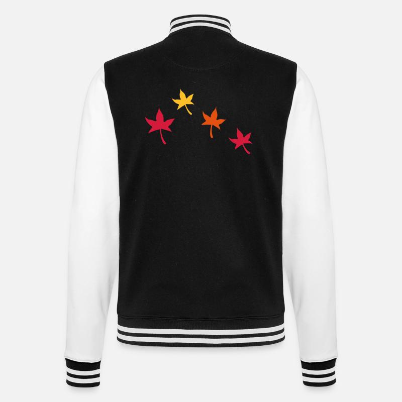 Herbstliche Blätter - College-Sweatjacke - Schwarz/Weiß