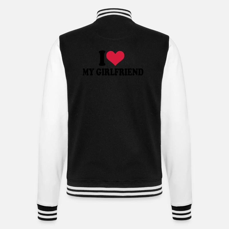 I love my girlfriend - College Sweat Jacket - black/white