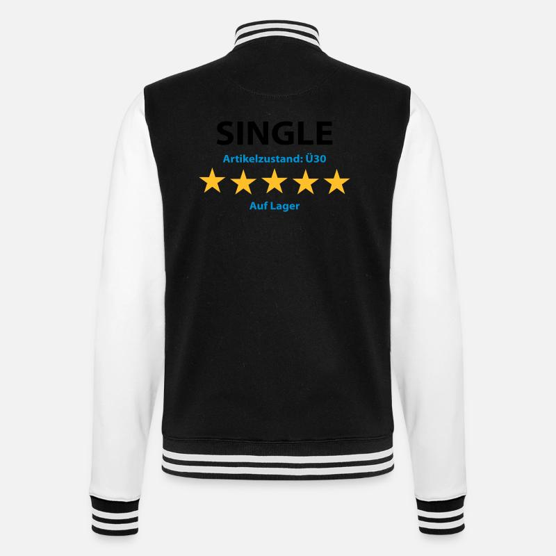 5 Sterne Single - Ü30 - College-Sweatjacke - Schwarz/Weiß