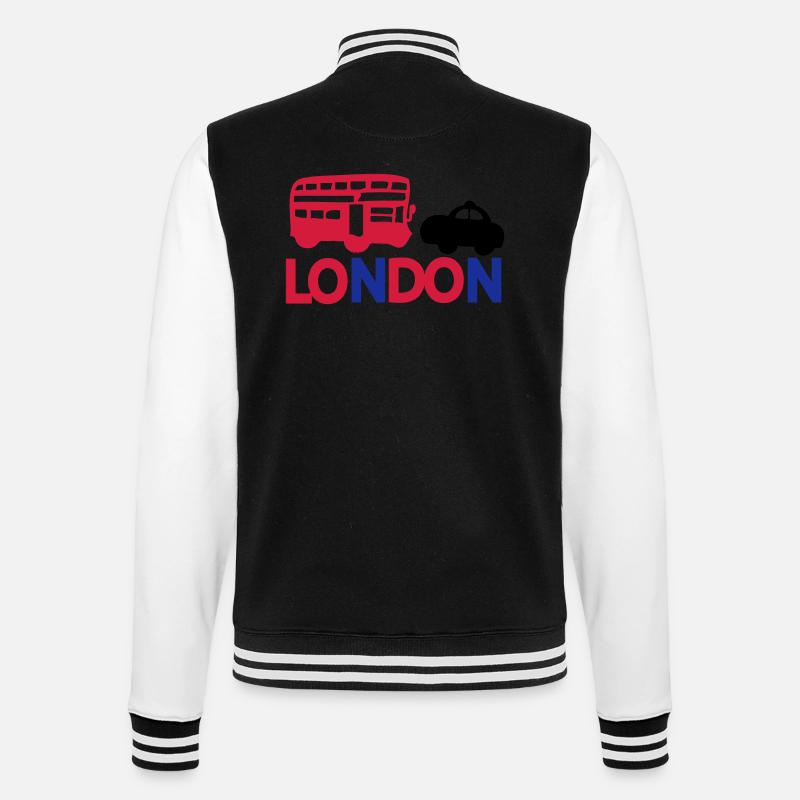 LONDON BLACK CAP ROUGE & BUS - Veste Teddy - noir/blanc