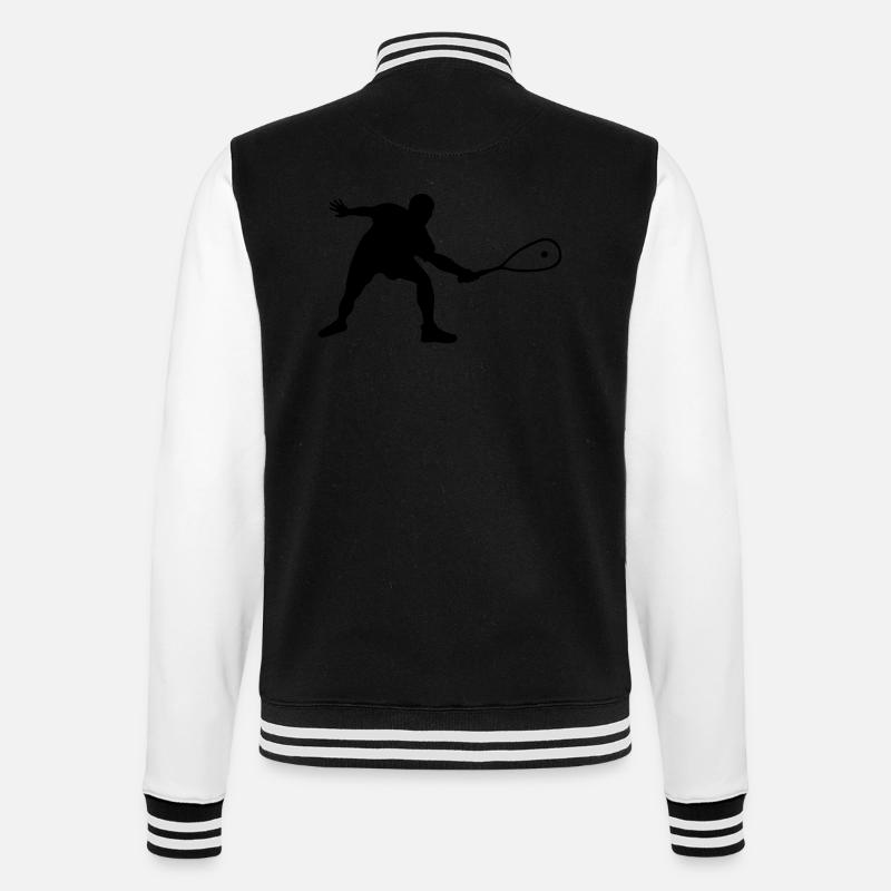 squash player vector drawing - College Sweat Jacket - black/white