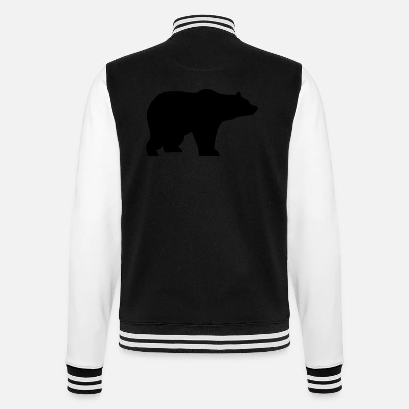 Bear, Wildlife, Bär - College Sweat Jacket - black/white