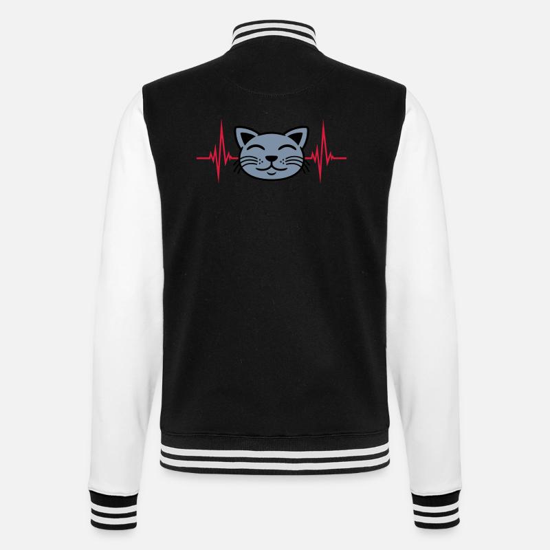 Puls Katze Gesicht glücklich - College-Sweatjacke - Schwarz/Weiß