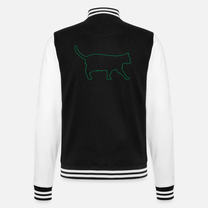katze - College-Sweatjacke - Schwarz/Weiß