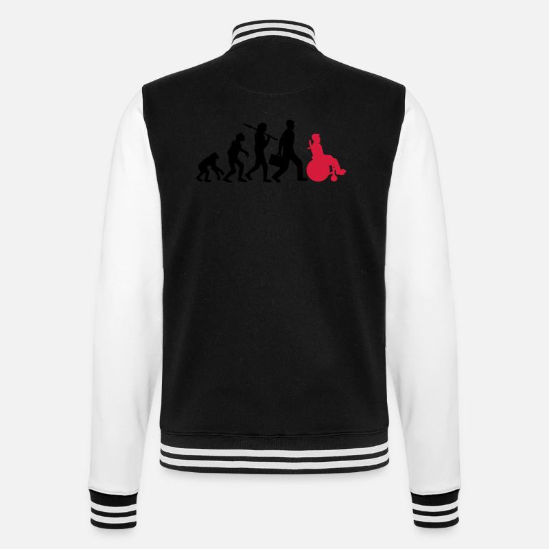 evolution rollstuhl entwicklung silhouette behinde - College-Sweatjacke - Schwarz/Weiß