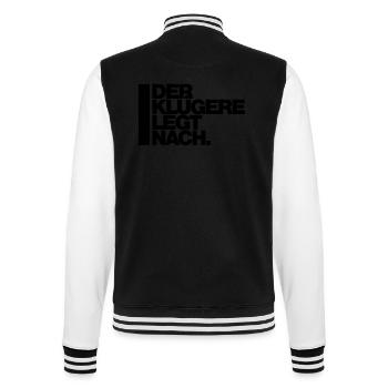 DER KLÜGERE LEGT NACH. - College-Sweatjacke - Schwarz/Weiß - Hinten - Marisol (170cm)