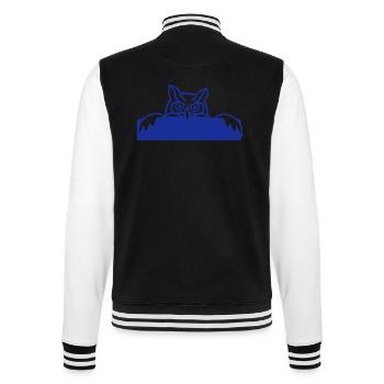 Eule versteckt sich hinter Mauer Zaun Wand Schild - College-Sweatjacke - Schwarz/Weiß - Hinten - Marisol (170cm)