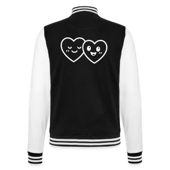 Herzen Paar Liebe - College-Sweatjacke - Schwarz/Weiß - Hinten - Marisol (170cm)