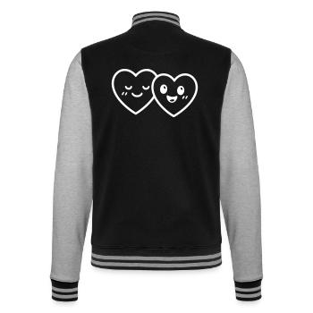 Coeurs Couple Amour - Veste Teddy - noir/gris chiné - Dos - Marisol (170cm)