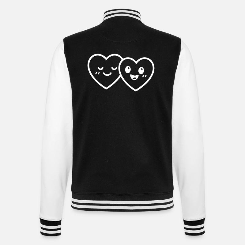 Hearts Couple Love - College Sweat Jacket - black/white