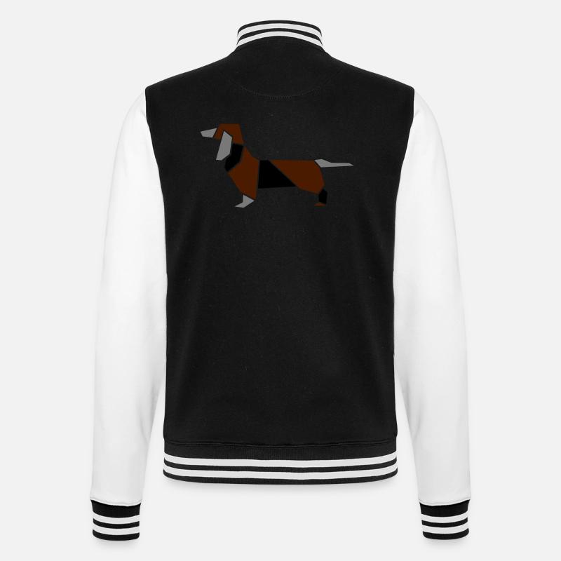 Origami Dackel - College-Sweatjacke - Schwarz/Weiß