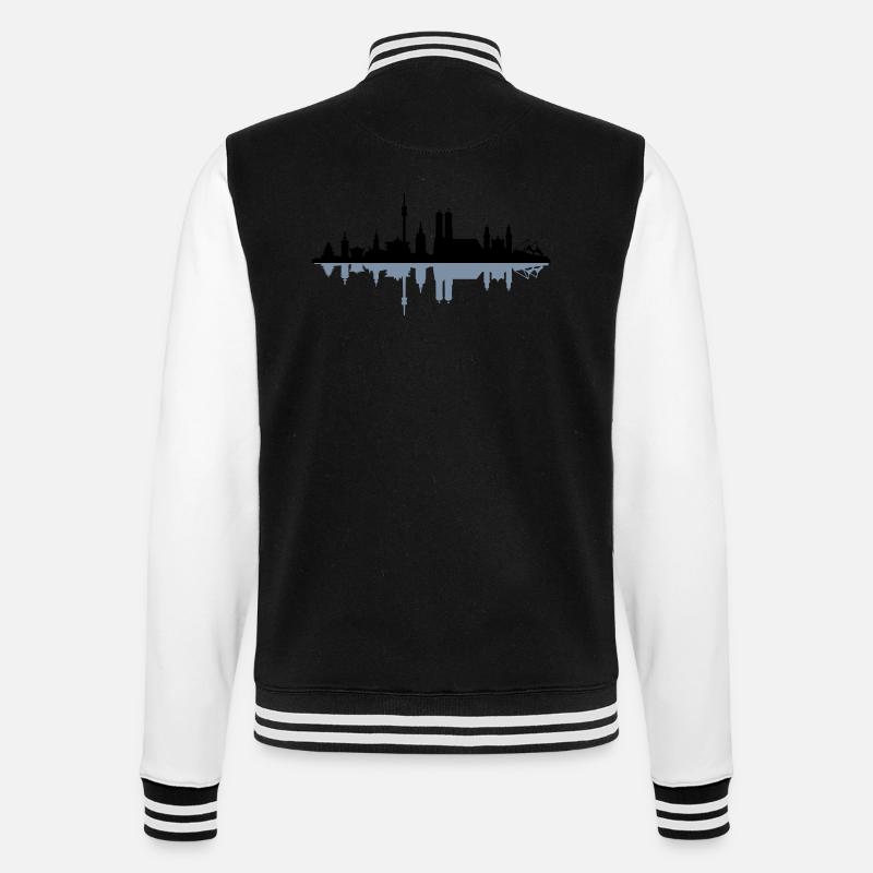 Skyline München Spiegelung - College-Sweatjacke - Schwarz/Weiß