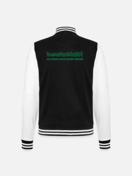 Muss noch Rasen mähen - College-Sweatjacke - Schwarz/Weiß