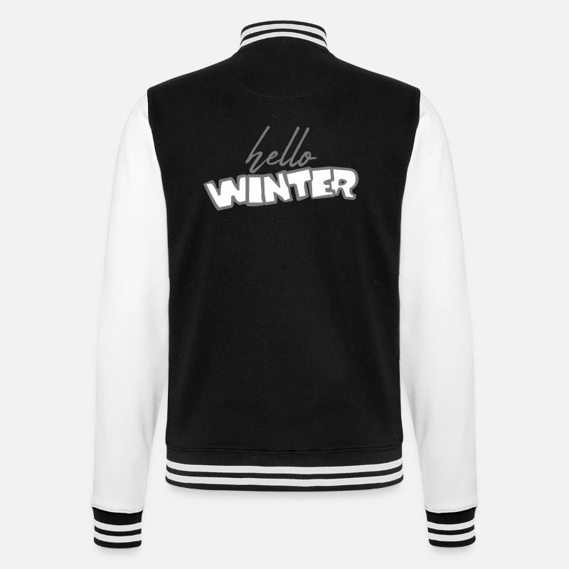 Hello Winter Spruch - College-Sweatjacke - Schwarz/Weiß