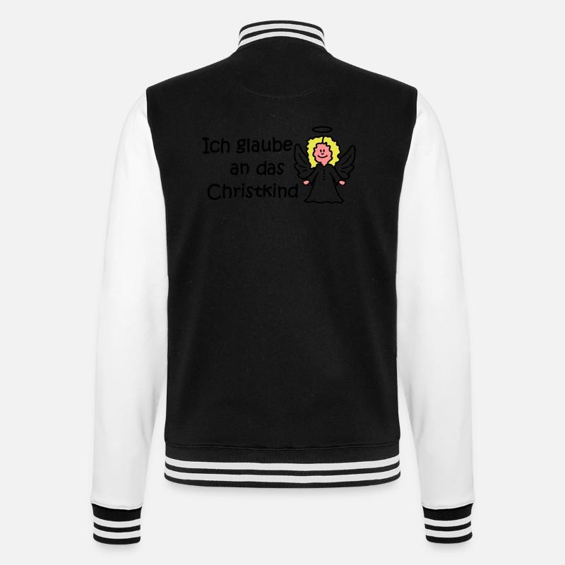 Ich glaube an das Christkind - College-Sweatjacke - Schwarz/Weiß
