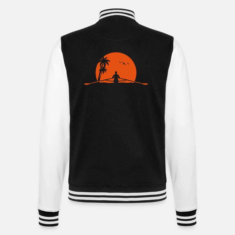 Rowing sunset rower rowing skulls - College Sweat Jacket - black/white