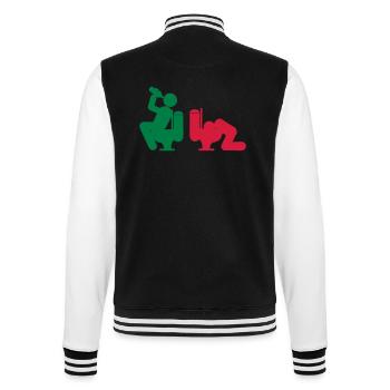 alcohol humor drink puppy vomit toilet wc i - College Sweat Jacket - black/white - Back - Marisol (170cm)