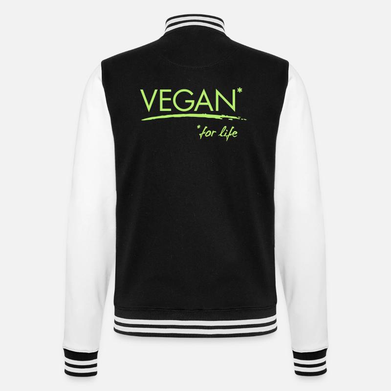 vegan for life v2 1c vector - College-Sweatjacke - Schwarz/Weiß