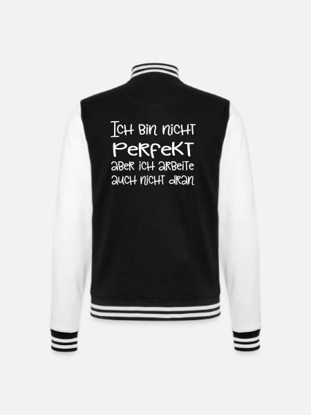 Nicht perfekt - macht nix! - College-Sweatjacke - Schwarz/Weiß