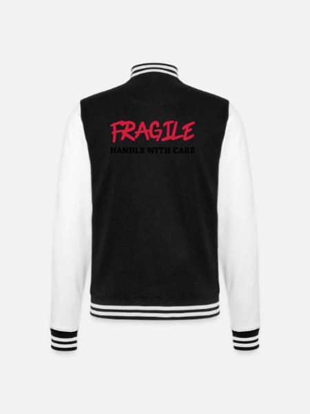 Fragile - Handle with care - College-Sweatjacke - Schwarz/Weiß