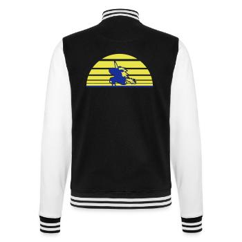 Unicorn Jumps Sun Stripe Cute Cool Silhouette - College Sweat Jacket - black/white - Back - Marisol (170cm)