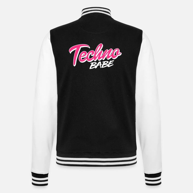 Techno babe - College Sweat Jacket - black/white