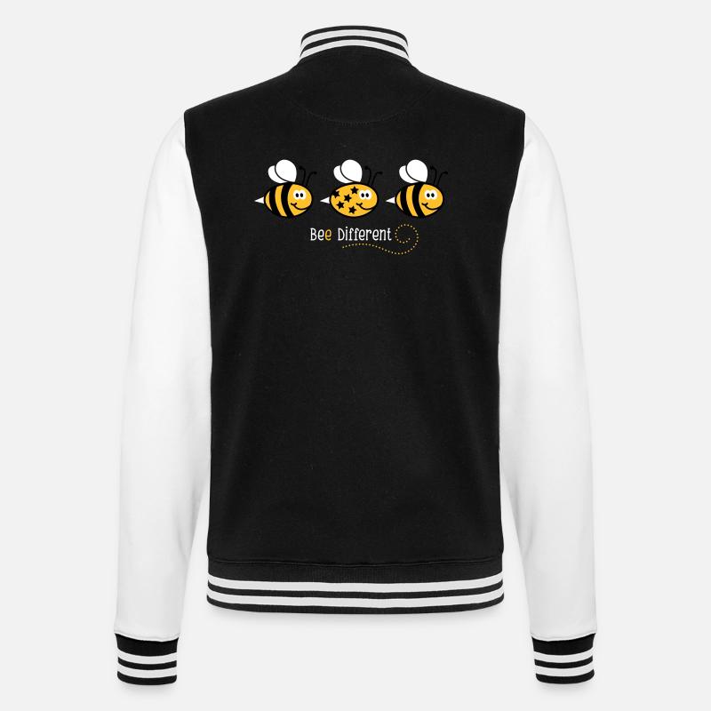 Be different - be yourself - Biene - Bee - 3C - College-Sweatjacke - Schwarz/Weiß