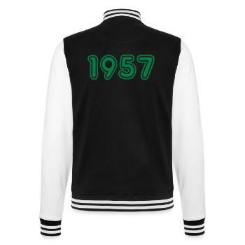 College Zahlen, Jahreszahlen, Jahrgang, 1957 - College-Sweatjacke - Schwarz/Weiß - Hinten - Marisol (170cm)