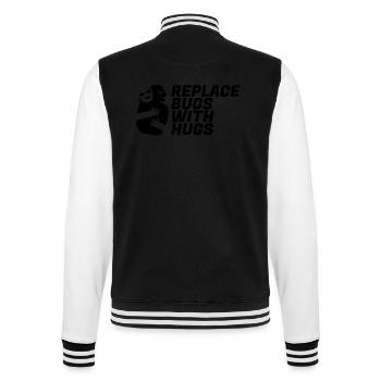 Replace Bugs With Hugs - College Sweat Jacket - black/white - Back - Marisol (170cm)