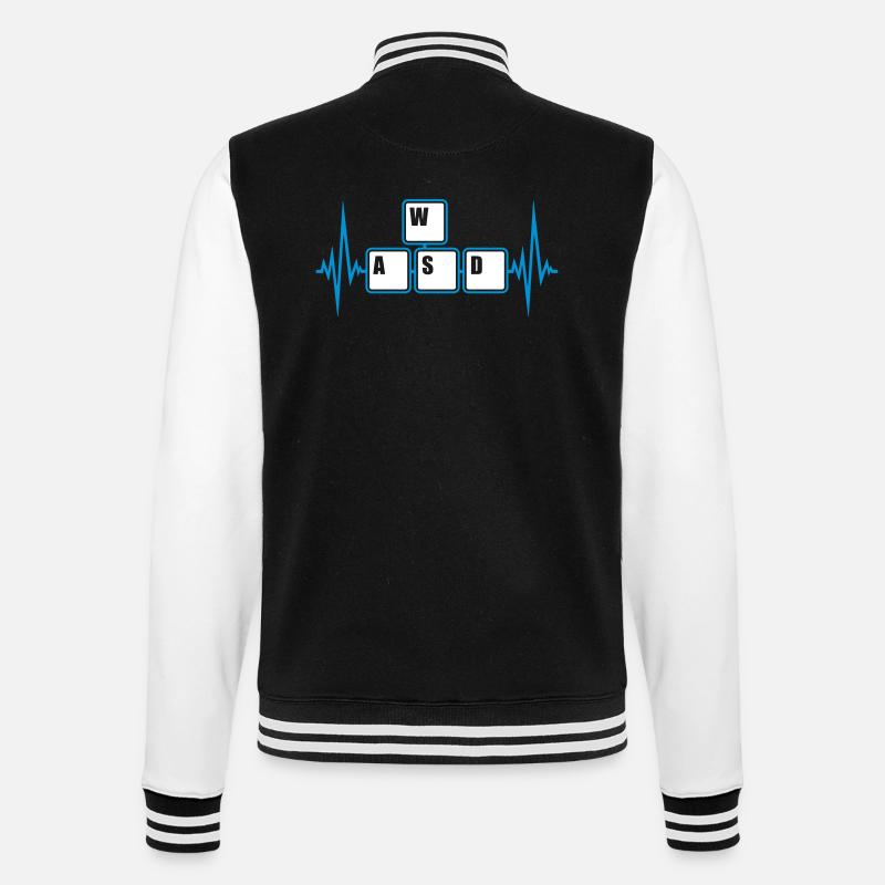 Computer WASD Keyboard Keys - College Sweat Jacket - black/white