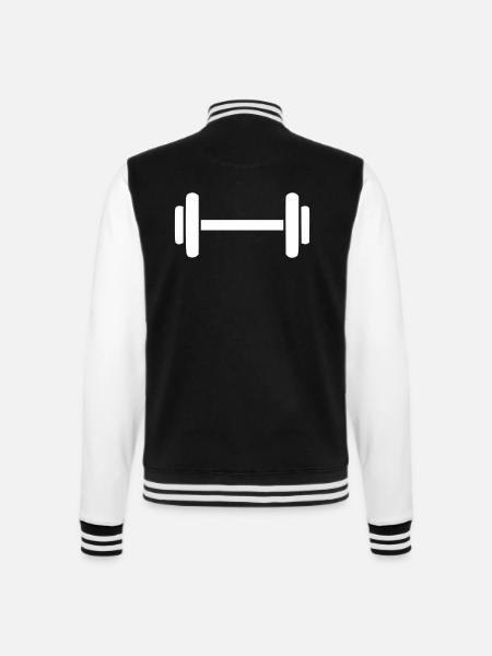 Krafttraining Hantel Symbol Minimal Icon Vektor - College-Sweatjacke - Schwarz/Weiß