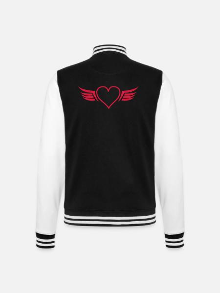 Heart Wings - College Sweat Jacket - black/white