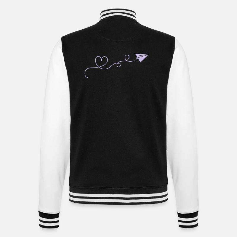 papierflieger herz - College-Sweatjacke - Schwarz/Weiß