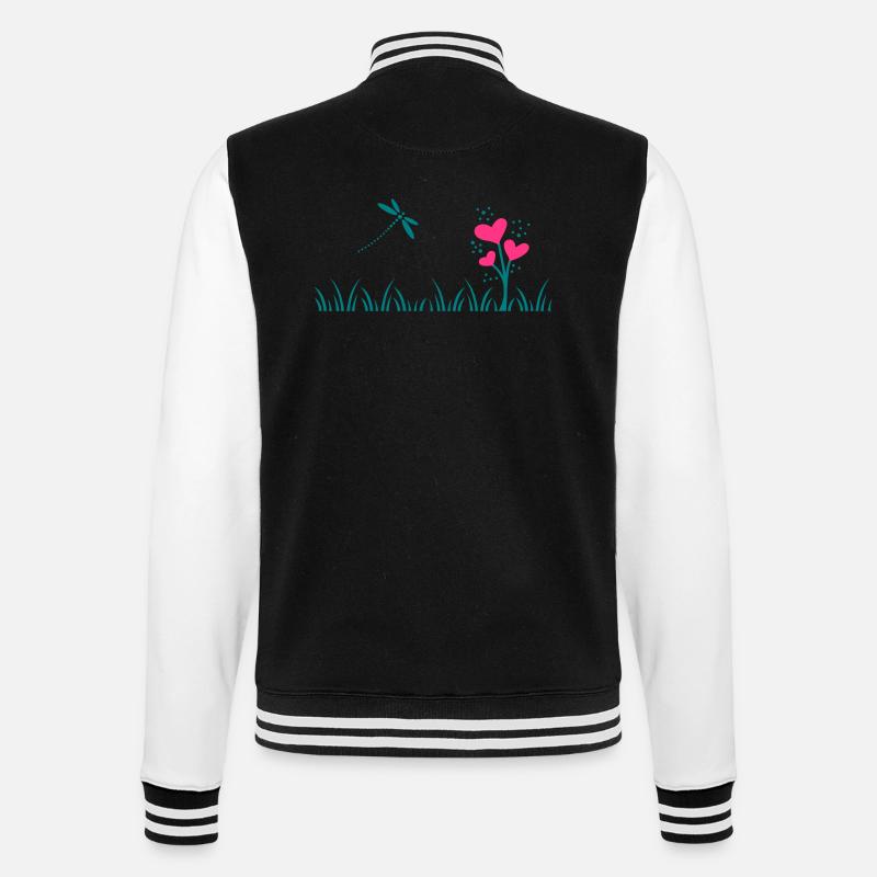 Herzblumen Wiese - College-Sweatjacke - Schwarz/Weiß