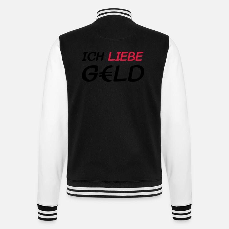 ich_liebe_geld - College-Sweatjacke - Schwarz/Weiß
