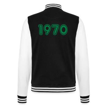 College Zahlen, Jahreszahlen, Jahrgang, 1970 - College-Sweatjacke - Schwarz/Weiß - Hinten - Marisol (170cm)