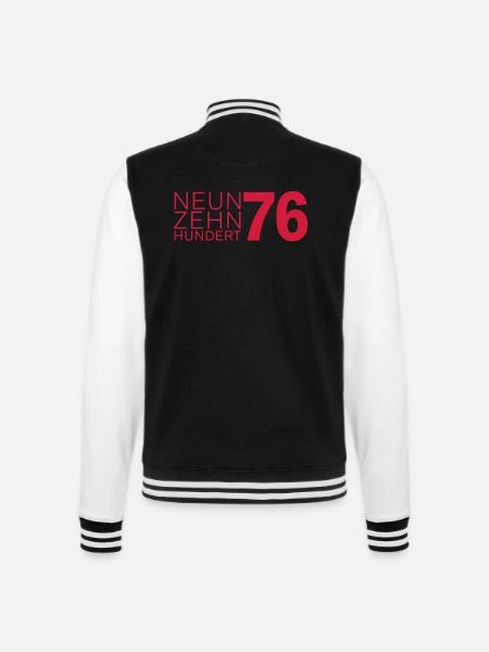 Jahrgang 1976 - College-Sweatjacke - Schwarz/Weiß