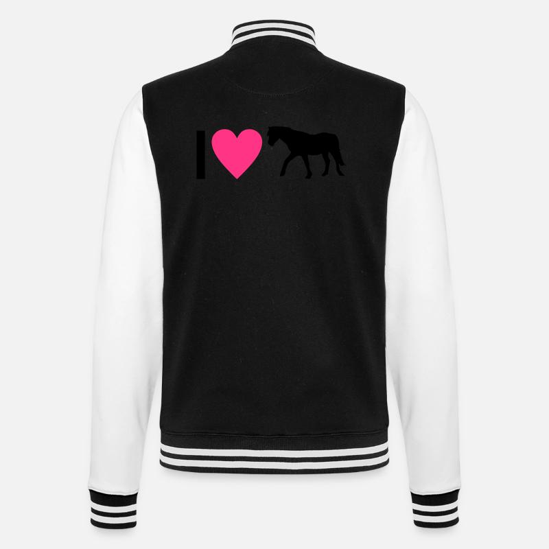 Pferd - College-Sweatjacke - Schwarz/Weiß