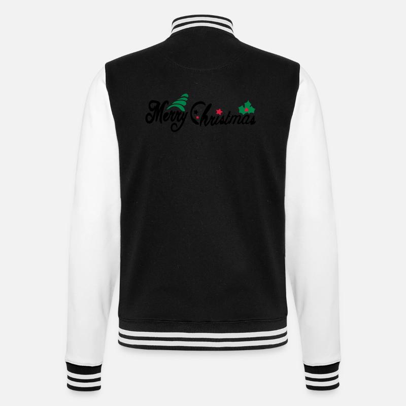 merry_christms_text_tree_holy_leaves - Veste Teddy - noir/blanc